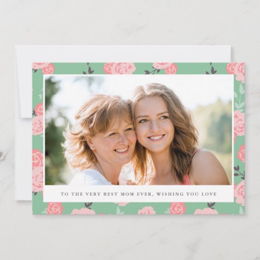 Vintage Floral Foto Moederdag Kaart (Voorkant)