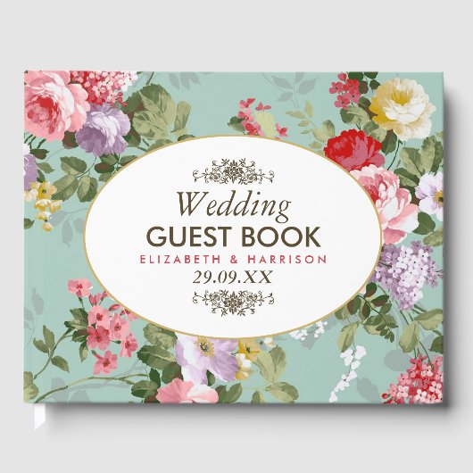 Vintage Floral Garden Botanical Wedding Gastenboek (Voorkant)