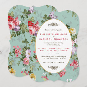Vintage Floral Garden Botanical Wedding Kaart