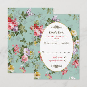 Vintage Floral Garden Botanical Wedding RSVP Kaartje