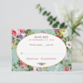 Vintage Floral Garden Botanical Wedding RSVP Kaartje (Staand voorkant)