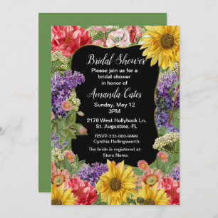 Vintage Floral Garden Bridal Shower Kaart