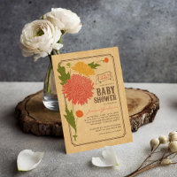 Vintage Floral Garden Party Baby shower Uitnodigen