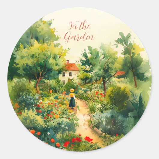 Vintage Floral Garden Ronde Sticker (Voorkant)