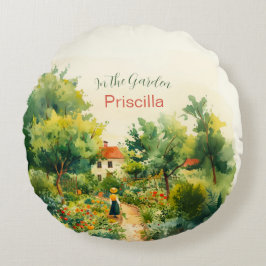 Vintage Floral Garden Throw Pillow Rond Kussen