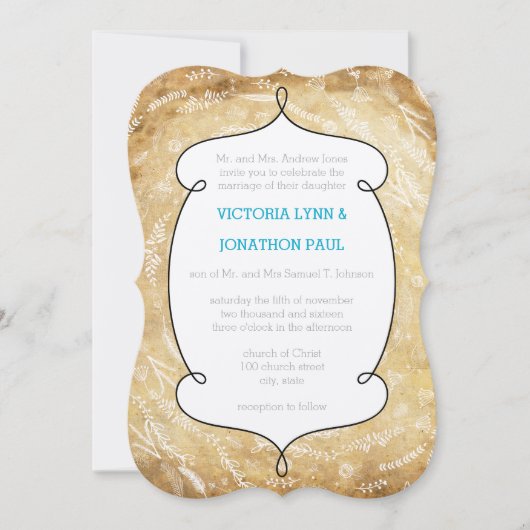 Vintage Floral Garland Wedding Kaart (Voorkant)