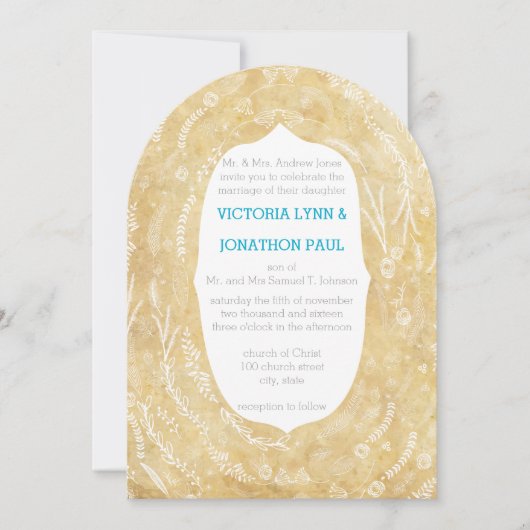 Vintage Floral Garland Wedding Kaart (Voorkant)