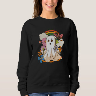 Vintage Floral Ghost Cute Halloween Spooky Season Trui