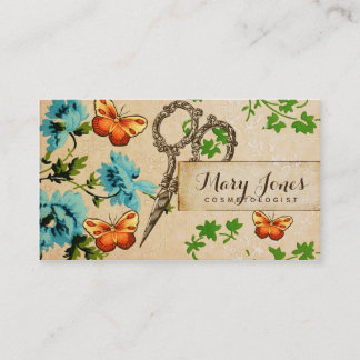 vintage floral girly afsprakenkaartje