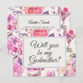 Vintage Floral Godmoeder Voorstel Kaart (Voorkant / Achterkant)