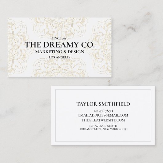 Vintage Floral Gold Pattern Visitekaartje (Voorkant / Achterkant)