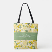 Vintage Floral Green Yellow Botanical Tote Bag (Achterkant)