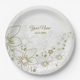 Vintage Floral Greenery Elegant Wedding Party Papieren Bordje