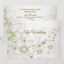Vintage Floral Greenery Pattern Elegant Wedding Kaart