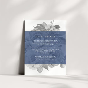 Vintage Floral Guest — Kaart met details marine