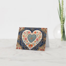 Vintage Floral Heart Valentine's Day Kaart