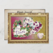 Vintage Floral Hearts Valentijn Briefkaart (Voorkant / Achterkant)