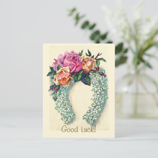 Vintage Floral Hoefijzer - Briefkaart (Staand voorkant)