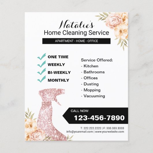 Vintage Floral Housekeeping Flyer (Voorkant)