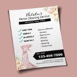 Vintage Floral Housekeeping Flyer<br><div class="desc">House Cleaning  Floral Housekeeping Service Flyers.</div>