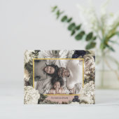 Vintage Floral kerstfoto briefkaart (Staand voorkant)