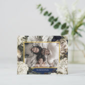 Vintage Floral kerstfoto briefkaart (Staand voorkant)