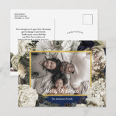 Vintage Floral kerstfoto briefkaart (Voorkant / Achterkant)