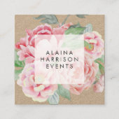 Vintage Floral Kraft Vierkante Visitekaartje (Voorkant)