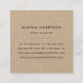 Vintage Floral Kraft Vierkante Visitekaartje (Achterkant)