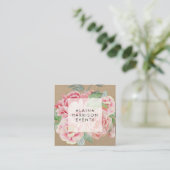 Vintage Floral Kraft Vierkante Visitekaartje (Staand voorkant)