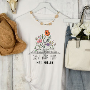 Vintage Floral kweekt je gedachten leraar T-shirt