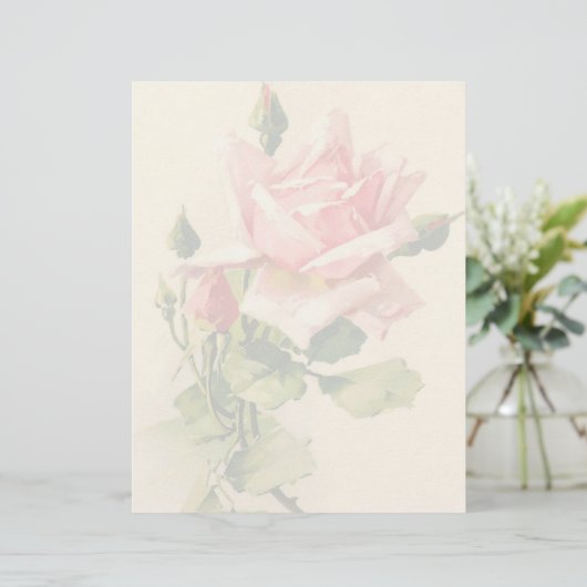 Vintage Floral Letterhead Stationery (Staand voorkant)