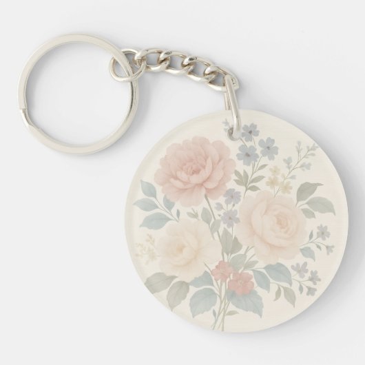 Vintage Floral Metal Keychain (Voorkant)