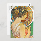 Vintage Floral Mucha Briefkaart (Voorkant / Achterkant)