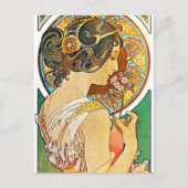 Vintage Floral Mucha Briefkaart (Voorkant)
