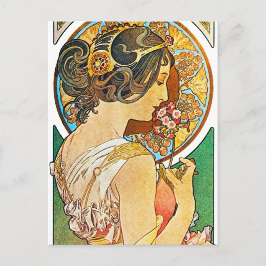 Vintage Floral Mucha Briefkaart (Voorkant)