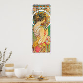 Vintage Floral Mucha Poster (Keuken)