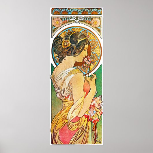 Vintage Floral Mucha Poster (Voorkant)