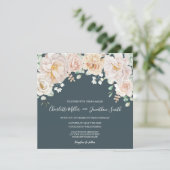 Vintage Floral Navy Blue Wedding Invitations Kaart (Staand voorkant)