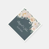 Vintage Floral Navy Blue Wedding Napkin Servet (Hoek)