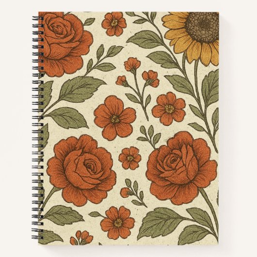 Vintage Floral Notebook – Cozy Botanical Flower  Notitieboek (Voorkant)