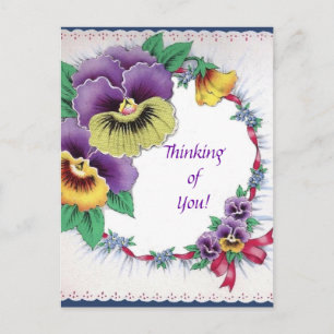 Vintage Floral Pansy Briefkaart