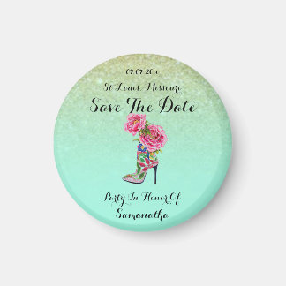 Vintage Floral Party Shoe Save the Date Magnet