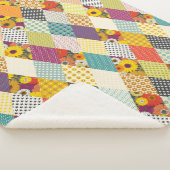 vintage floral patchwork quilt sherpa deken (3/4)