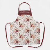 Vintage Floral Pattern Burgundy Dusty Rose Ivory Schort (Voorkant)