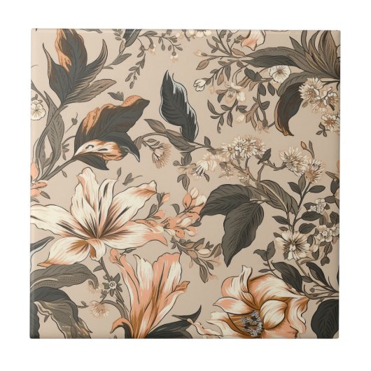 Vintage Floral Pattern Ceramic Tegel Tegeltje (Voorkant)