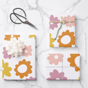 Vintage Floral Pattern in Lavender Yellow 1970 Inpakpapier Vel