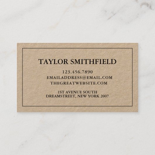 Vintage Floral Pattern Kraft Visitekaartje (Achterkant)