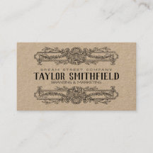 Vintage Floral Pattern Kraft Visitekaartje