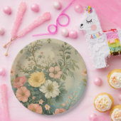 Vintage Floral Pattern Papieren Bordje (Feest)